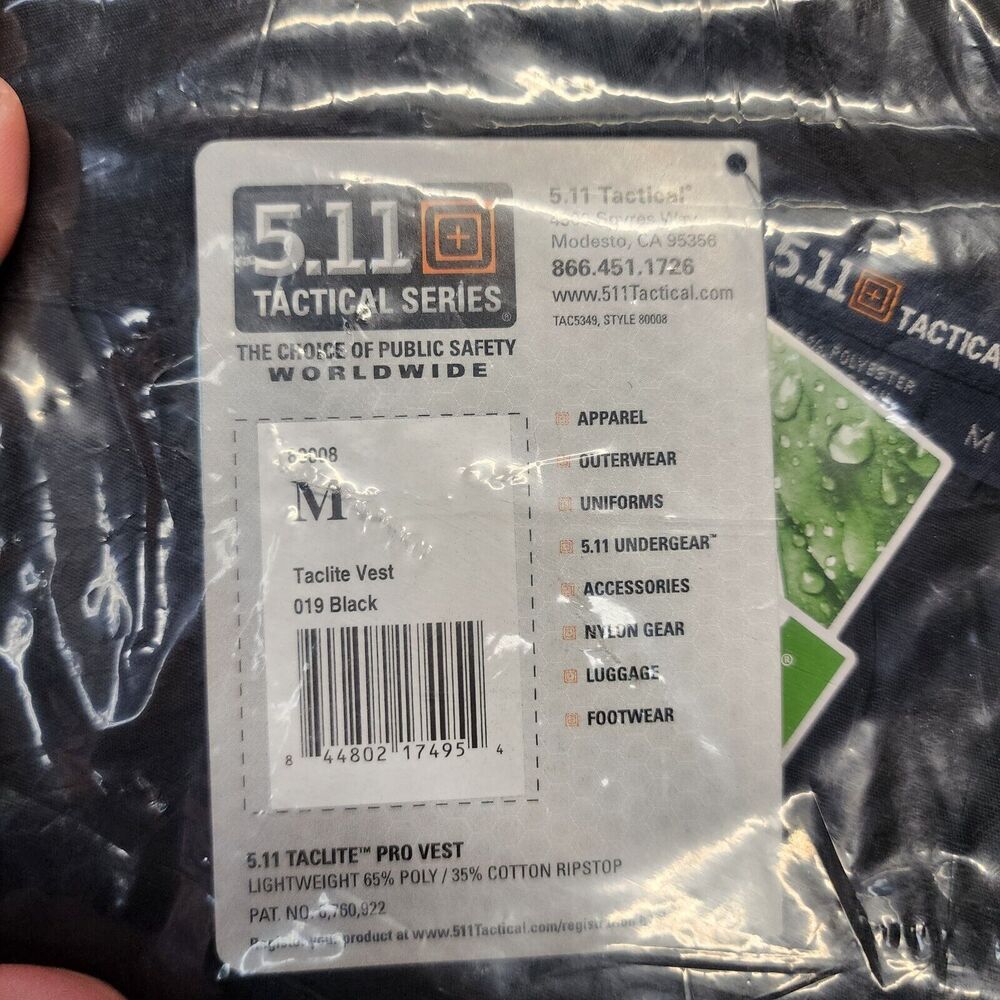 5.11 TACTICAL TACLITE PRO New Mens Sz Medium Black Zip Multi Pocket Hunting Vest - Picture 5 of 6